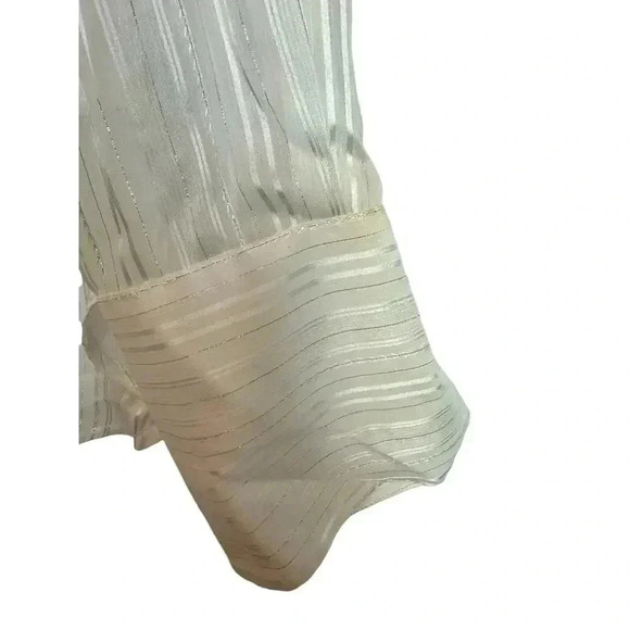 Laundry by Shelli Segal Women Sheer Button Down Shirt, White - Picture 4 of 10